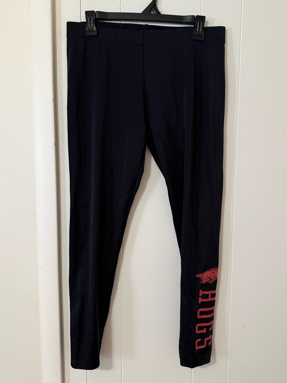 PINK Victoria's Secret Black Leggings with Red Razorback Accent